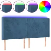 vidaXL Hoofdbord LED 183x16x118/128 cm fluweel donkerblauw