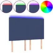 vidaXL Hoofdbord LED 144x5x118/128 cm stof blauw