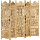 vidaXL Kamerscherm 5 panelen handgesneden 200x165 cm massief mangohout
