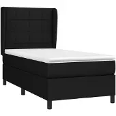 vidaXL Boxspring met matras stof zwart 100x200 cm