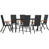 vidaXL 7-delige tuinset, zwart en bruin, van polyrotan