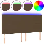 vidaXL Hoofdbord LED 180x5x118/128 cm stof donkerbruin