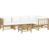 vidaXL 6-delige Loungeset met kussens bamboe crèmewit