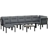 vidaXL 8-delige Loungeset poly rattan zwart en grijs