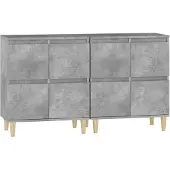 vidaXL Dressoirs 2 st 60x35x70 cm bewerkt hout betongrijs