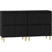 vidaXL Dressoirs 2 st 60x35x70 cm bewerkt hout zwart