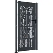 vidaXL Poort met bamboe-ontwerp 100x200 cm staal antracietkleurig