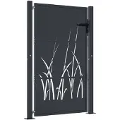 vidaXL Poort 100x150 cm met grasontwerp staal antracietkleurig