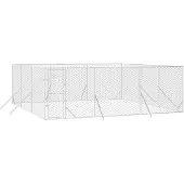 vidaXL Hondenkennel voor buiten 6x6x2 m gegalvaniseerd staal zilver