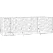 vidaXL Hondenkennel voor buiten 6x2x2 m gegalvaniseerd staal zilver