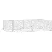 vidaXL Hondenkennel voor buiten 8x4x2 m gegalvaniseerd staal zilver