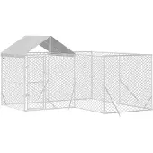vidaXL Hondenkennel met dak 4x4x2,5 m gegalvaniseerd staal zilver
