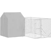 vidaXL Hondenkennel met dak 4x4x2,5 m gegalvaniseerd staal zilver