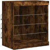 vidaXL Dressoir met LED-verlichting 60,5x37x67 cm gerookt eikenkleur