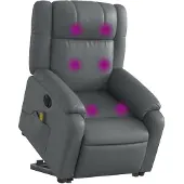 vidaXL Sta-op-massagestoel elektrisch kunstleer grijs