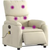 vidaXL Massagestoel verstelbaar elektrisch kunstleer crèmekleurig