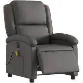 vidaXL Massagestoel verstelbaar elektrisch echt leer grijs