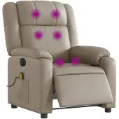 vidaXL Massagestoel verstelbaar elektrisch kunstleer cappuccinokleurig
