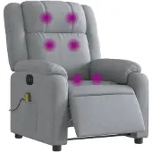 DKD Home Decor Massagestoel elektrisch verstelbaar stof lichtgrijs