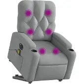 vidaXL Sta-op-massagestoel elektrisch verstelbaar stof lichtgrijs