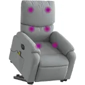 vidaXL Sta-op-massagestoel elektrisch verstelbaar stof lichtgrijs