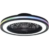 MANTRA LED plafondventilator voor gamers, zwart, DC, stil, Ø 47 cm, CCT RGB Gamer, dimbaar, zwart, Woon-/ Eetkamer, Kunststof, Modern