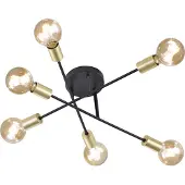 TRIO CROSS - Plafondlamp - Zwart mat - excl. 6x E27 6 W - Zwenkbaar - Plafondbevestiging