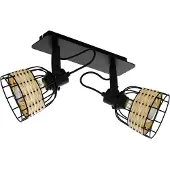 Eglo Anwick 1 Spot - E27 - 48 cm - Zwart/Rotan
