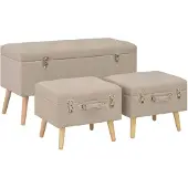 vidaXL Opbergkrukken 3 st stof beige