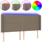vidaXL Hoofdbord LED 203x16x118/128 cm stof taupe