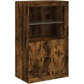 vidaXL Bijzetkast met LED bewerkt hout gerookt eikenkleurig