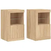 vidaXL Bijzetkastjes met LED 2 st bewerkt hout sonoma eikenkleurig