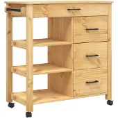 DKD Home Decor Keukenwagen MONZA, 84x40x90 cm, massief grenenhout