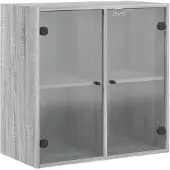 vidaXL Wandkast met glazen deuren 68x37x68,5 cm grijs sonoma eiken