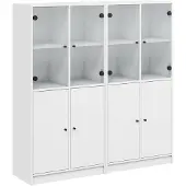 vidaXL Boekenkast met deuren 136x37x142 cm bewerkt hout wit