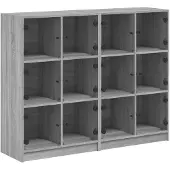 vidaXL Boekenkast met deuren 136x37x109 cm hout grijs sonoma eiken
