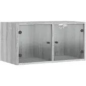 vidaXL Wandkast met glazen deuren 68,5x37x35 cm grijs sonoma