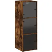 vidaXL Wandkast met glazen deuren 35x37x100 cm gerookt eikenkleurig