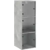 vidaXL Wandkast met glazen deuren 35x37x100 cm betongrijs