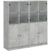 DKD Home Decor Boekenkast met deuren 136x37x142 cm bewerkt hout betongrijs