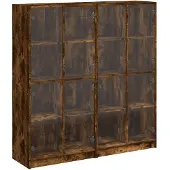vidaXL Boekenkast met deuren 136x37x142 cm hout gerookt eikenkleurig