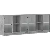 vidaXL Boekenkast met deuren 204x37x75 cm bewerkt hout betongrijs