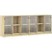 vidaXL Boekenkast met deuren 204x37x75 cm hout sonoma eikenkleurig