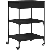vidaXL Keukentrolley 60x48x89,5 cm bewerkt hout zwart