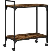 vidaXL Keukentrolley 60,5x31x72,5 cm bewerkt hout gerookt eikenkleurig