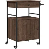 vidaXL Keukentrolley 56x43x89,5 cm bewerkt hout bruin eikenkleurig