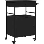 vidaXL Keukenwagen, zwart, 56x43x89,5 cm, houtvezel