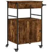 vidaXL Keukentrolley 56x43x89,5 cm bewerkt hout gerookt eikenkleurig