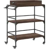 vidaXL Keukentrolley 81,5x41x92,5 cm bewerkt hout bruin eikenkleurig