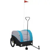 vidaXL Fietstrailer 45 kg ijzer zwart en blauw